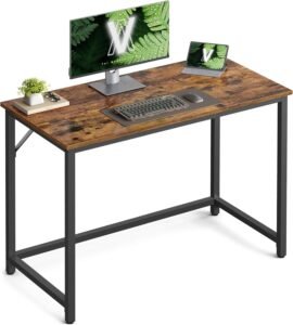 VASAGLE 80x40 cm small computer desk with rustic brown finish, ideal for UK bedroom home offices and compact spaces
