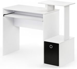 Furinno Econ multipurpose home office computer desk with shelves, ideal for small spaces in UK bedrooms or work-from-home setups